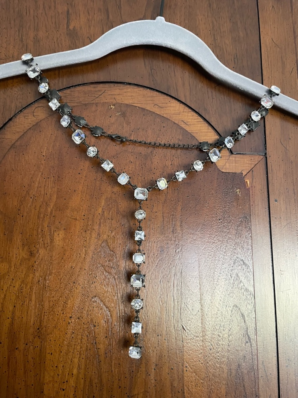 Black Necklace with Crystal Accents